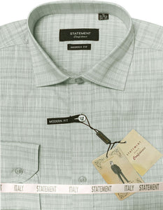 STATEMENT CLOTHING | ﻿COTTON SELF TEXTURED DRESS SHIRT DS-102-GREEN