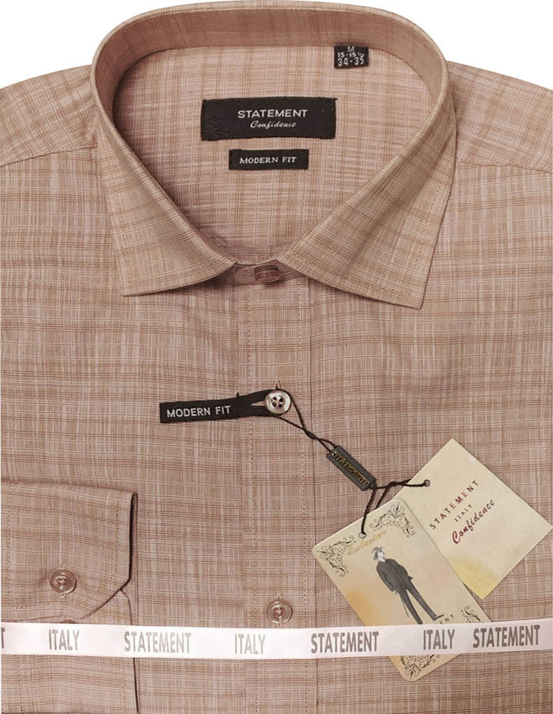 STATEMENT CLOTHING | ﻿COTTON SELF TEXTURED DRESS SHIRT DS-102-TAN