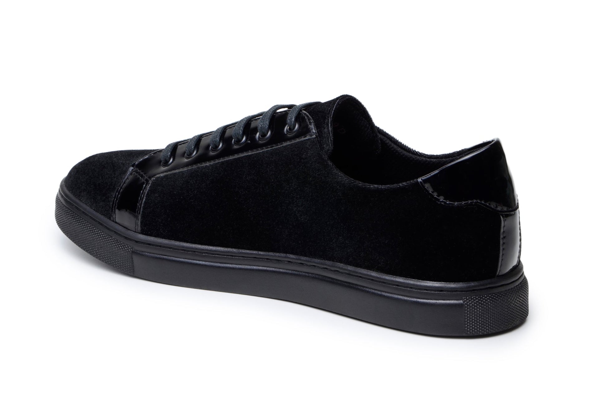 The Belvedere - Teo sneaker from BELVEDERE, crafted in black velvet and patent leather with a rubber sole, is now enhanced with a foam-cushioned insole for ultimate comfort.