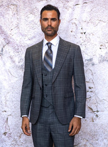 INSOMNIA ENCORE 3PC Tailored Fit Charcoal Suit