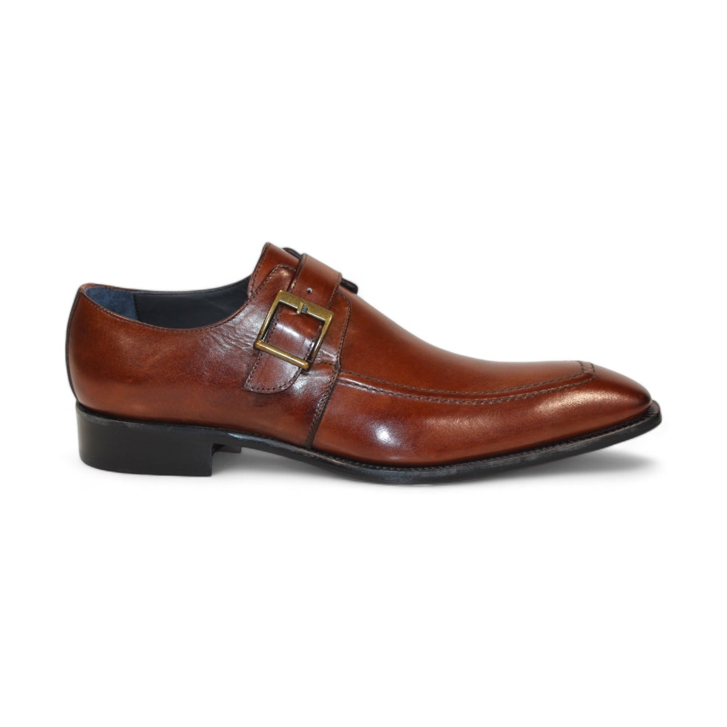 Introducing the Duca Di Matiste Garda (Brown), a sophisticated monk strap shoe made from genuine Italian leather. It boasts a polished finish and a dark sole, all crafted by the esteemed brand Duca Di Matiste. This exquisite shoe is beautifully presented against a pristine white background, highlighting its elegance and craftsmanship.