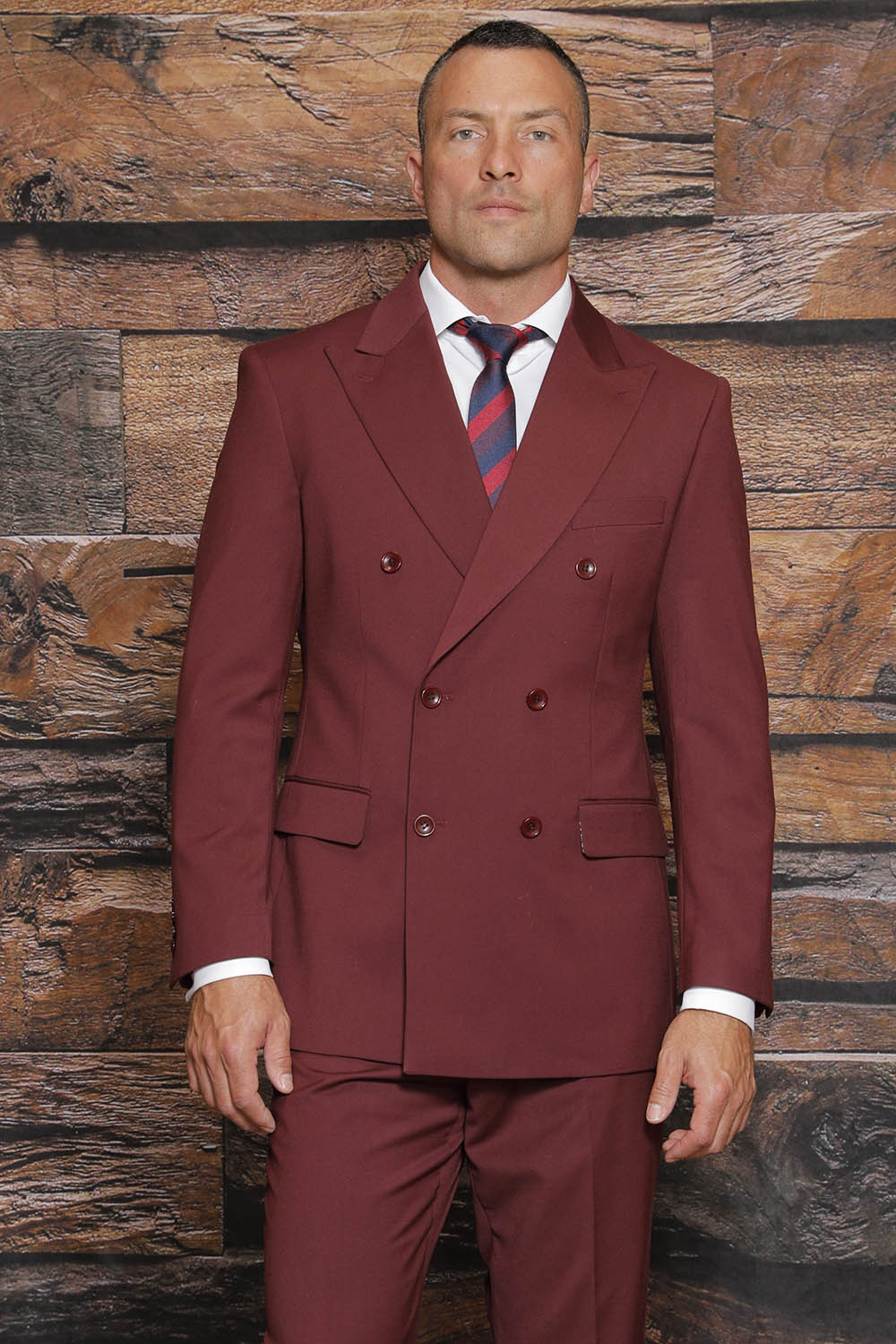 INSOMNIA LUNA 2PC Modern fit Burgundy Double Breasted Suit