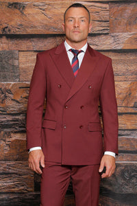 INSOMNIA LUNA 2PC Modern fit Burgundy Double Breasted Suit