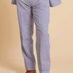 Inserch Wide Stripe Cotton Seersucker Pants P660144-101 True Blue