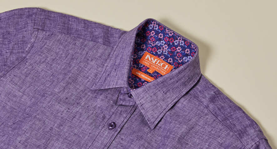 Inserch Premium Linen Yarn Dye Short Sleeve Shirt SS717-126 Purple