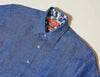 Inserch Premium Linen Yarn Dye Short Sleeve Shirt SS717-127 Blue Wave