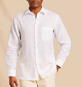 Inserch Premium Linen Yarn-Dye Solid Long Sleeve Shirt 24116-02 White