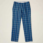 Inserch Premium Linen Check Pants P3198-44 Storm Blue