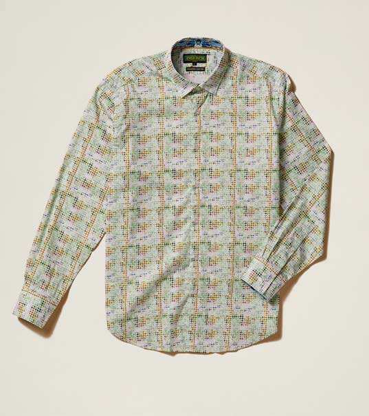 Inserch Premium Cotton Electric Dot Print Long Sleeve Shirt LS019-63 Green