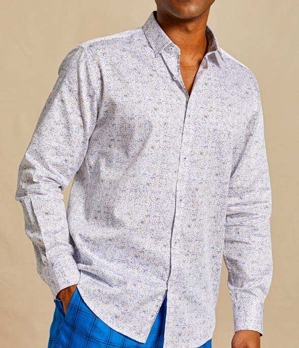 Inserch Splatter Print Long Sleeve Shirt LS020-101 Blue