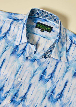 Inserch Premium Cotton Tie-Dye Ripple Long Sleeve Shirt LS018-14 Lt Blue