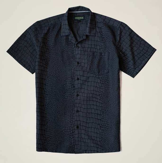 Inserch Jacquard Alligator Pattern Camp Collar Shirts SS014 (5 COLORS)