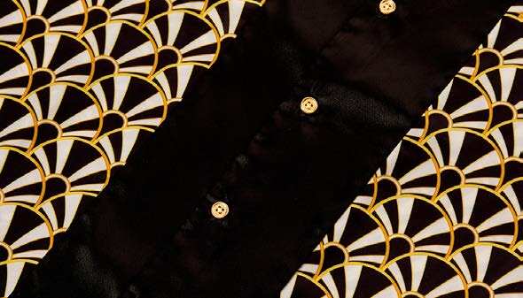 Inserch Art Nouveau Print Short Sleeve Shirt SS051-01 Black