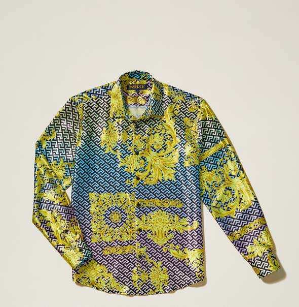 Inserch Ombre Baroque Style Long Sleeve Shirt LS053-66 Multi