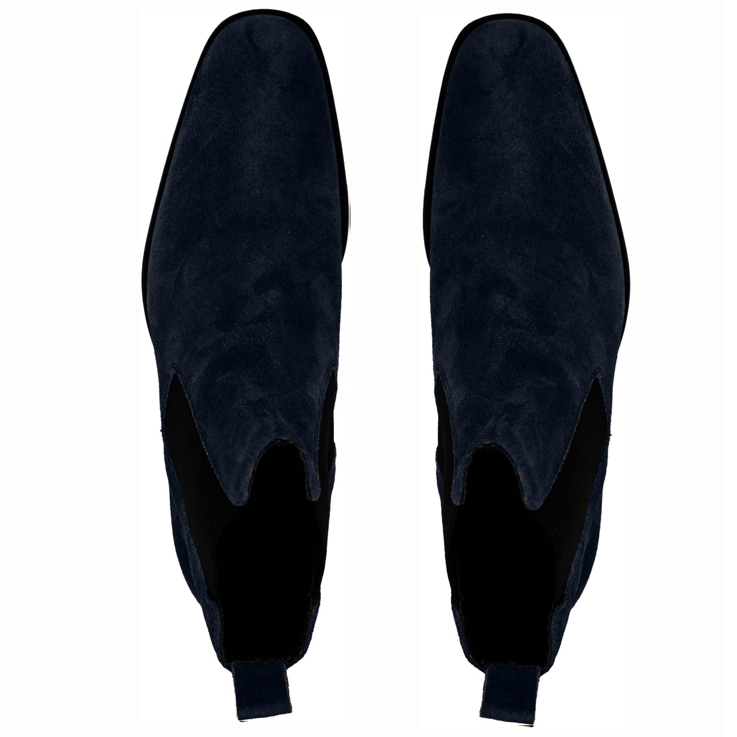 The GIOVACCHINI Milano Blue Suede Chelsea Boot, crafted in Italy, boasts elastic side panels and a low heel.