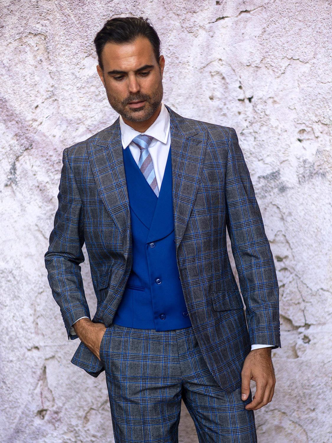 INSOMNIA PARIS-2 3PC Compose Tailored Fit Sapphire Suit