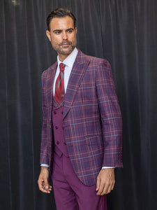 INSOMNIA PARIS-3 3PC Compose Tailored Fit Burgundy Suit