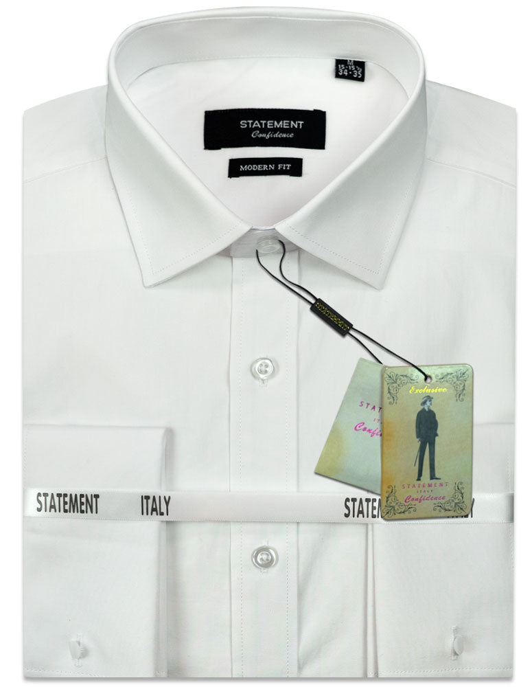 STATEMENT CLOTHING | ﻿COTTON FRENCH CUFF DRESS SHIRT FCS-100-WHITE