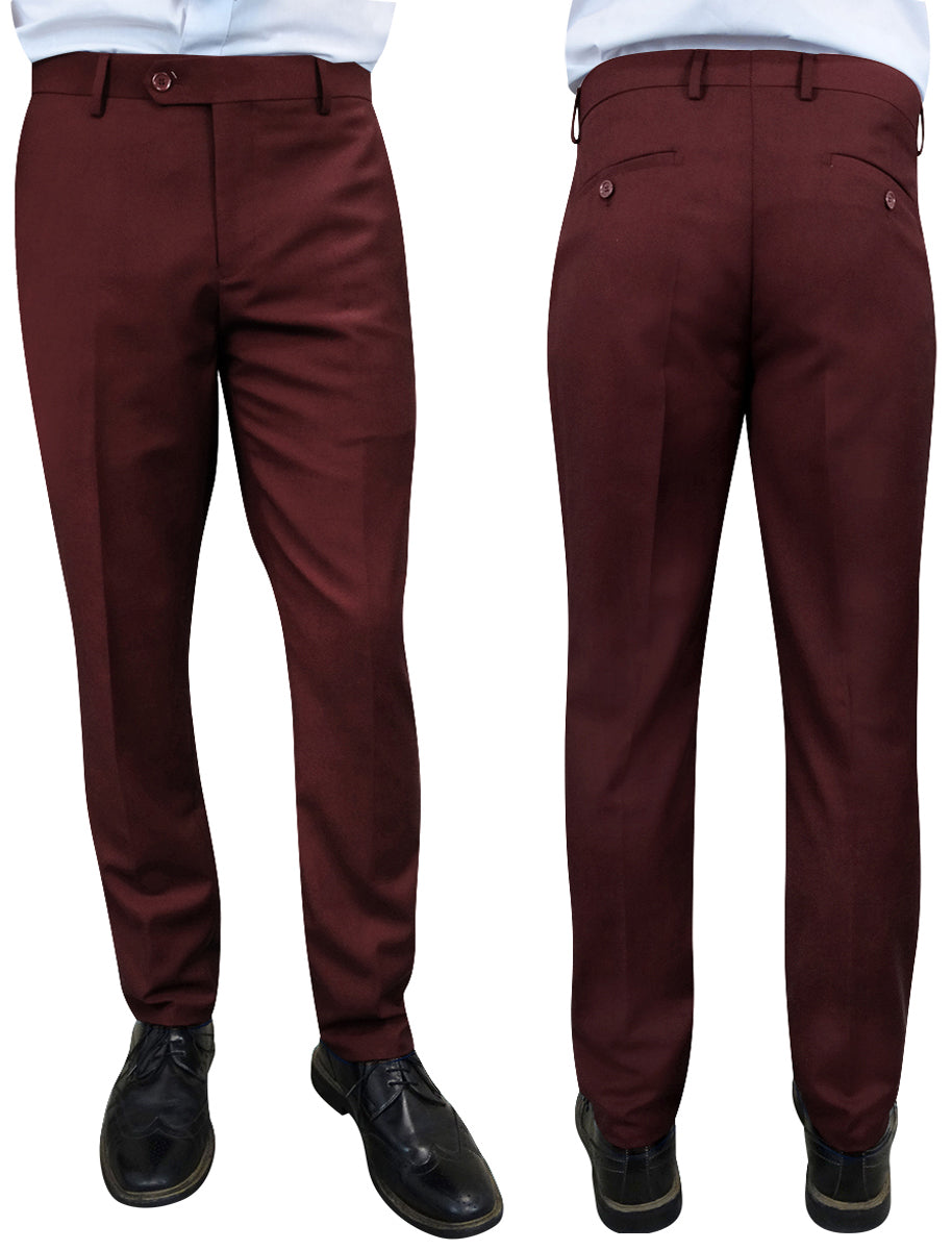 STATEMENT CLOTHING | ﻿SLIM FIT PANTS PL-100-BURGUNDY