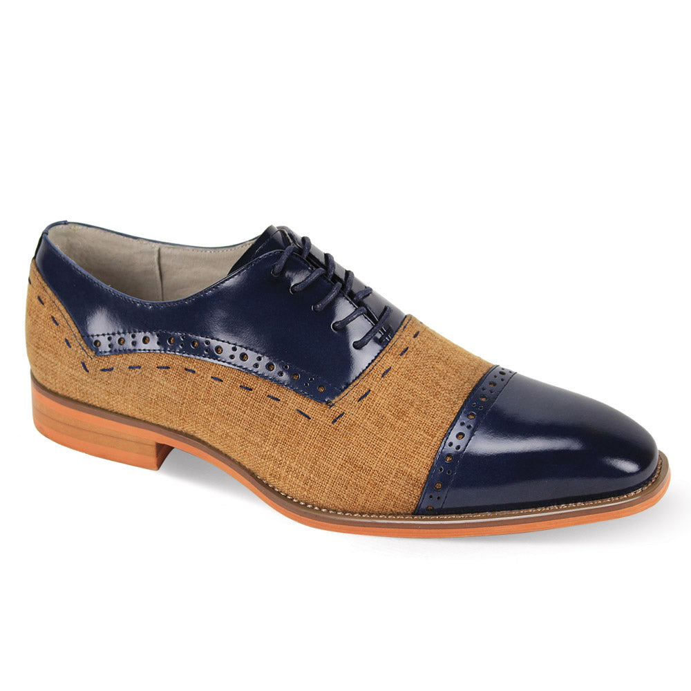 Giovanni Reed Navy/Tan Leather Shoes