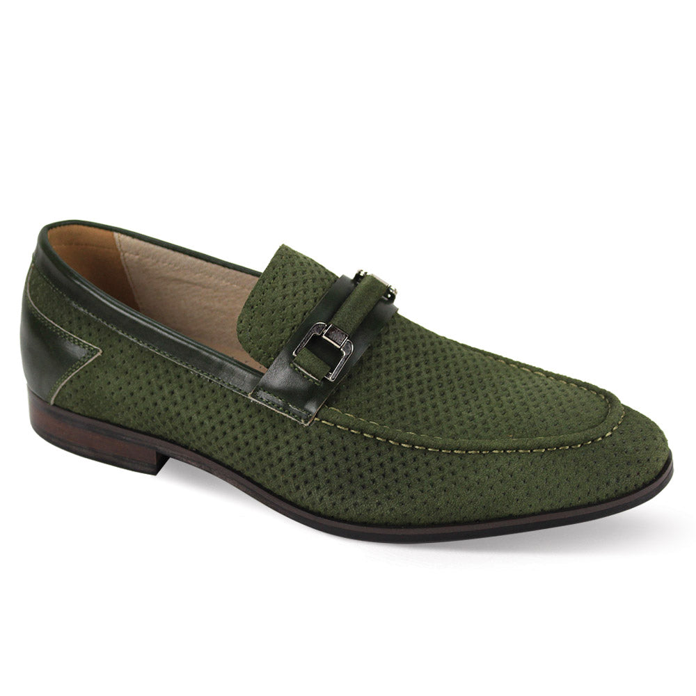 Giovanni Roman Olive Leather Shoes – Unique Design Menswear