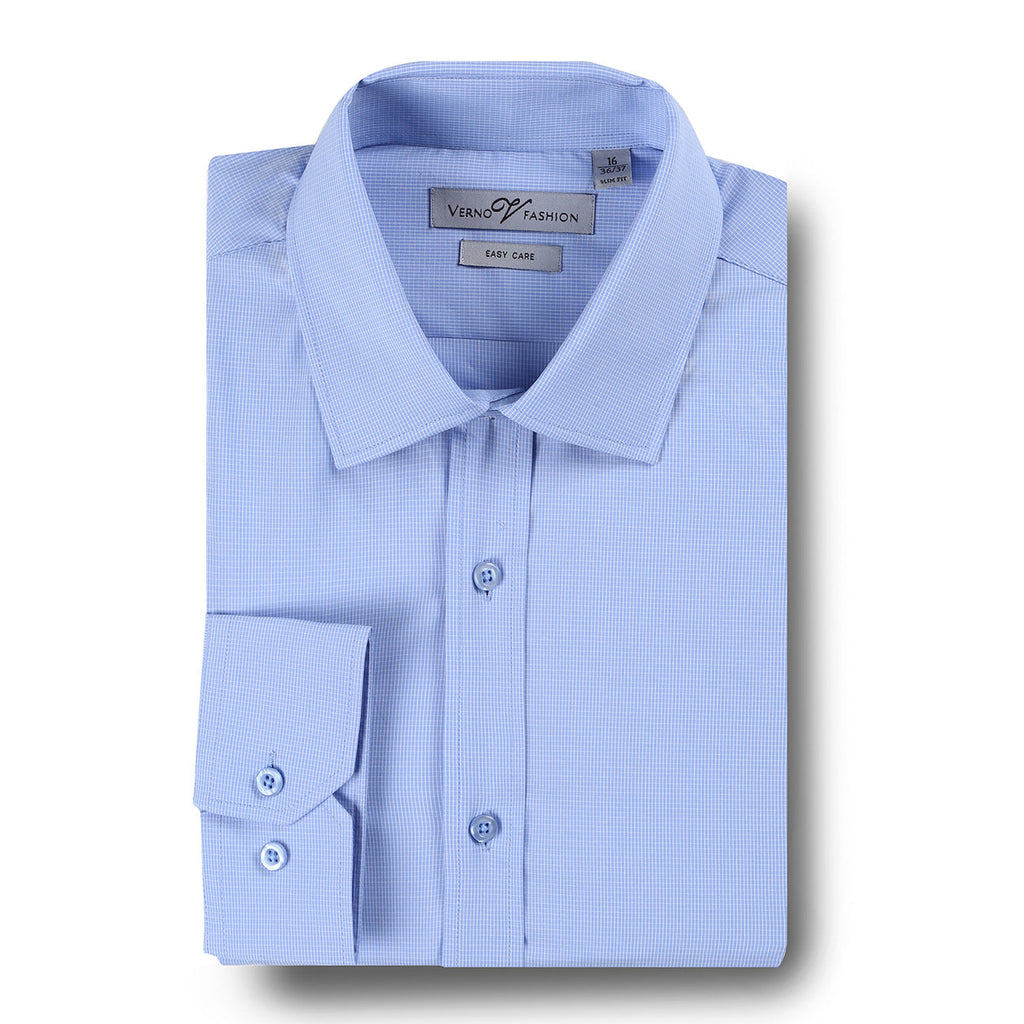 RENOIR Light Blue Slim Fit Cotton Easy Care Dress Shirt SS210
