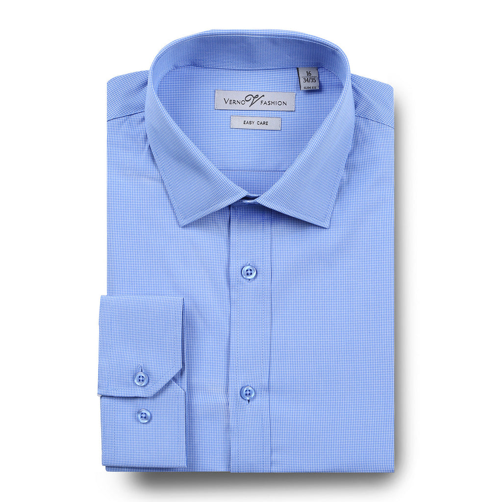 RENOIR Blue Slim Fit Cotton Easy Care Dress Shirt SS211