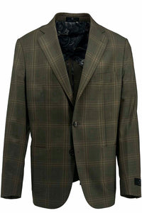 Tiglio Luxe Olive with Windowpane Dolcetto/THP Modern Fit Half Lined, Pure Wool Jacket TL3318