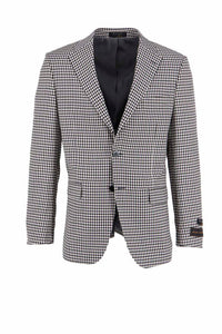 Tiglio Luxe Black and White Mini-Check Dolcetto Modern Fit, Pure Wool Jacket TL8228