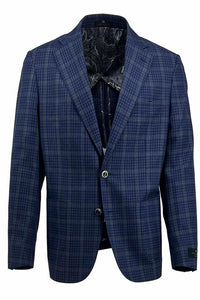 Tiglio Luxe Dolcetto/THP Modern Fit half lined, Pure Wool Jacket Light Navy with Green Windowpane and Mini Check TL3329