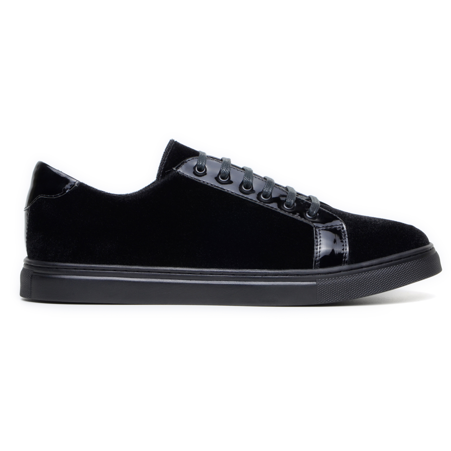 The Belvedere - Teo sneaker from BELVEDERE, crafted in black velvet and patent leather with a rubber sole, is now enhanced with a foam-cushioned insole for ultimate comfort.