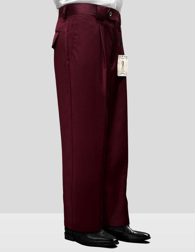 STATEMENT CLOTHING | ﻿SOLID COLOR WIDE LEG PANTS WP-100-BURGUNDY