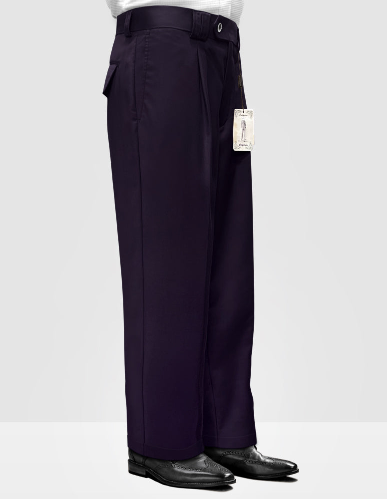 STATEMENT CLOTHING | ﻿SOLID COLOR WIDE LEG PANTS WP-100-EGGPLANT