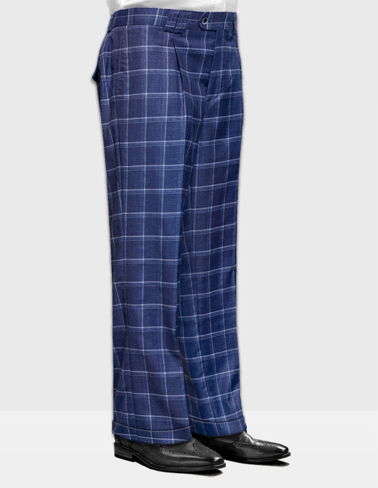 STATEMENT CLOTHING | ﻿WIDE LEG PLAID PANTS WP-101-INDIGO