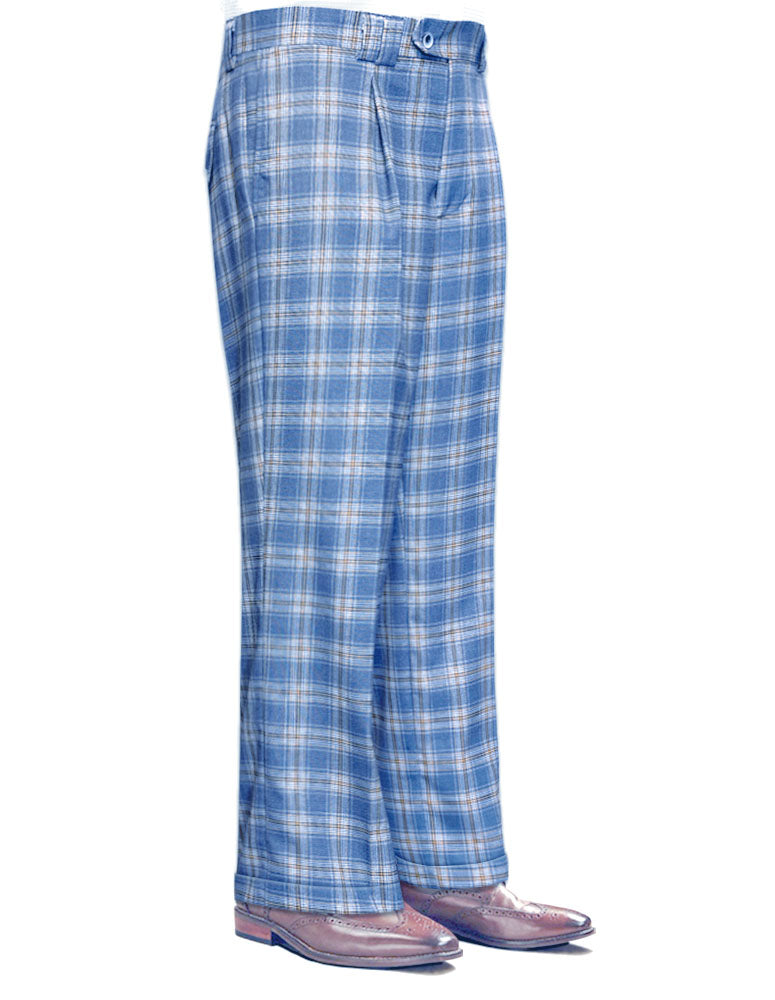 STATEMENT CLOTHING | ﻿WIDE LEG PLAID PANTS WP-102-BLUE