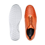 Belvedere - Astor, Genuine Hornback Caiman Crocodile and Soft Calf Sneaker - Orange - 33599