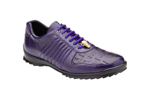 Belvedere - Astor, Genuine Hornback Caiman Crocodile and Soft Calf Sneaker - Purple - 33599