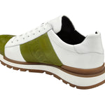 BELVEDERE BLAKE Genuine Ostrich / Soft Italian Calf Shoe - Lime/White 33629