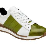 BELVEDERE BLAKE Genuine Ostrich / Soft Italian Calf Shoe - Lime/White 33629