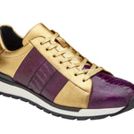 BELVEDERE BLAKE Genuine Ostrich / Soft Italian Calf Shoe - Purple/Gold 33629