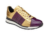 BELVEDERE BLAKE Genuine Ostrich / Soft Italian Calf Shoe - Purple/Gold 33629