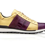 BELVEDERE BLAKE Genuine Ostrich / Soft Italian Calf Shoe - Purple/Gold 33629