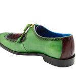 BELVEDERE ETORE Genuine Ostrich / Italian Calf Dress Shoe - Ant. Emerald/Wine F01
