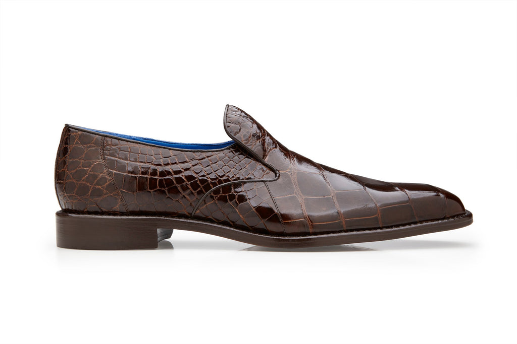 Belvedere - Genova, Genuine Alligator Slip-on Dress Shoe - Chocolate Brown - R53