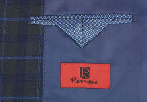 RENOIR Blue 2-Piece Slim Fit Checked Suit 293-27