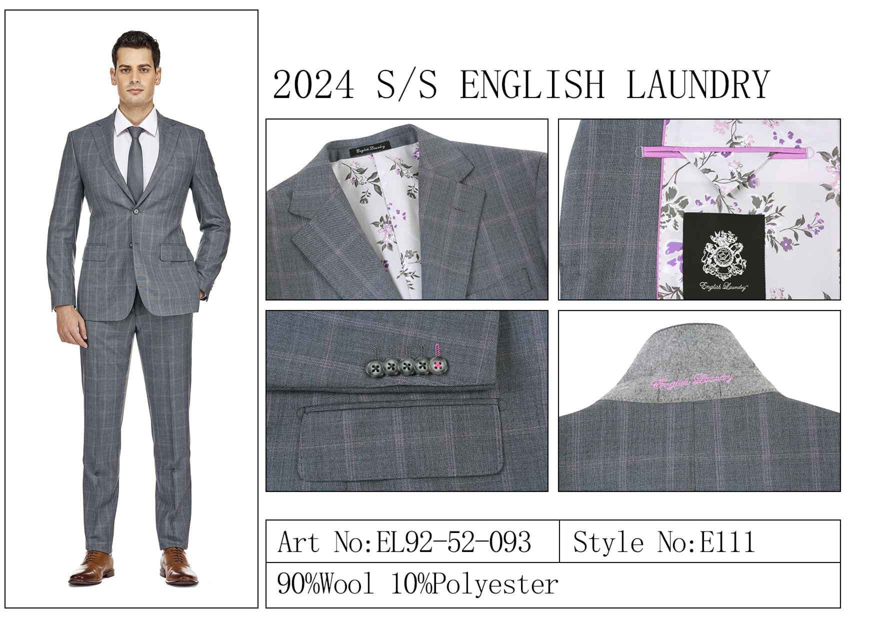 Wearing the ENGLISH LAUNDRY Wool Suit EL92-52-093 by English Laundry exudes confidence and timeless elegance.