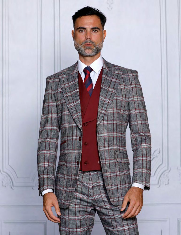 INSOMNIA PARIS-1 3PC Tailored fit Burgundy Suit – Unique Design Menswear