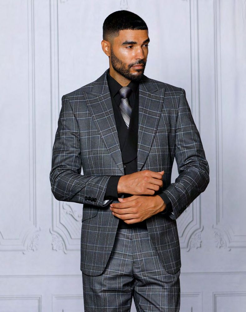 INSOMNIA PARIS-2 3PC Tailored fit Charcoal Suit – Unique Design Menswear