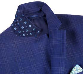 RENOIR Slim Fit Wool Blend Checked Blue Blazer 563-7