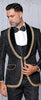 INSOMNIA CARTIER Slim fit Black Fancy Woven w/ Hand Sewn Trim and Bow Tie Suit